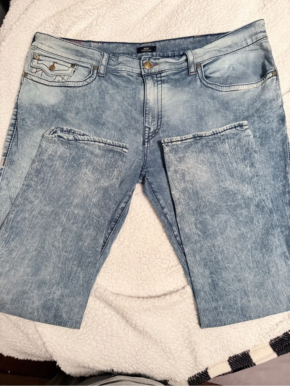 True Religion Light Blue Washed Straight Jeans 46x32